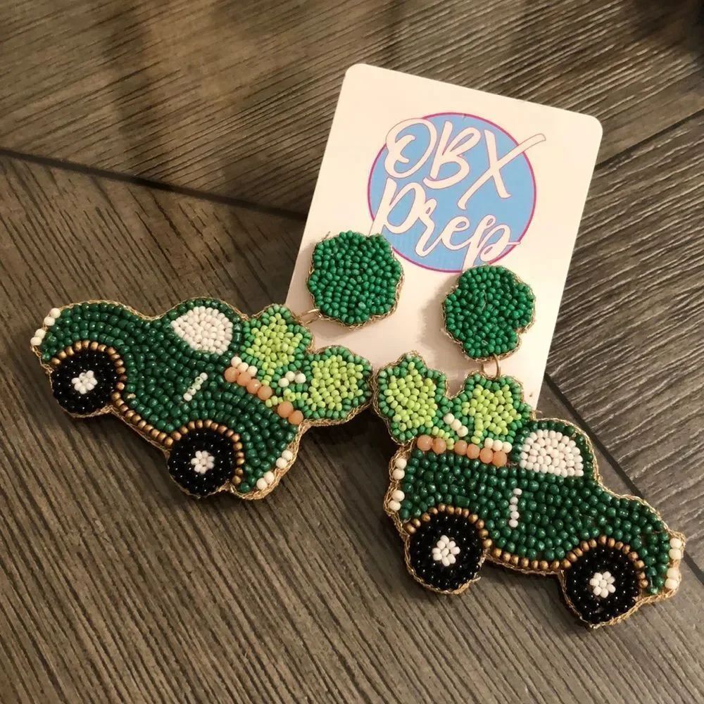 OBX Prep Shamrock Green Truck Earrings St. Patrick’s Day